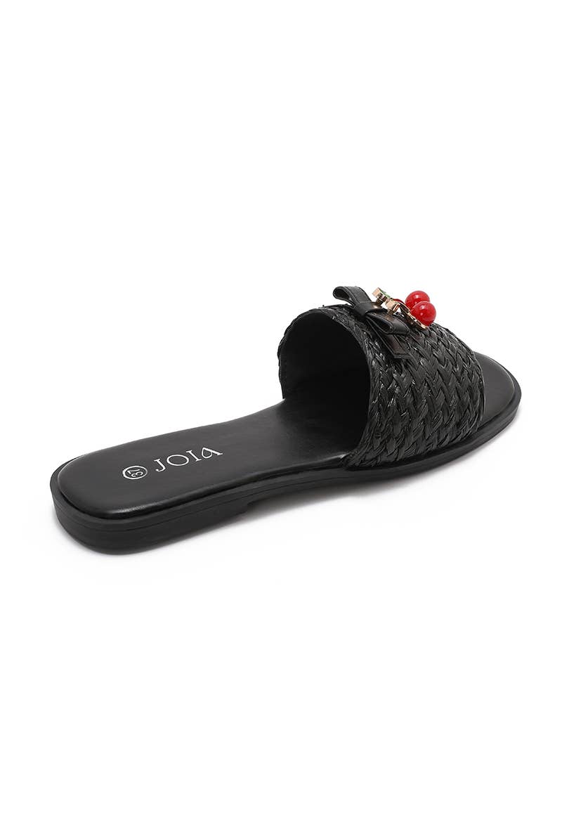 Mule Joia Paris Trenzada Joya Cereza — Negro