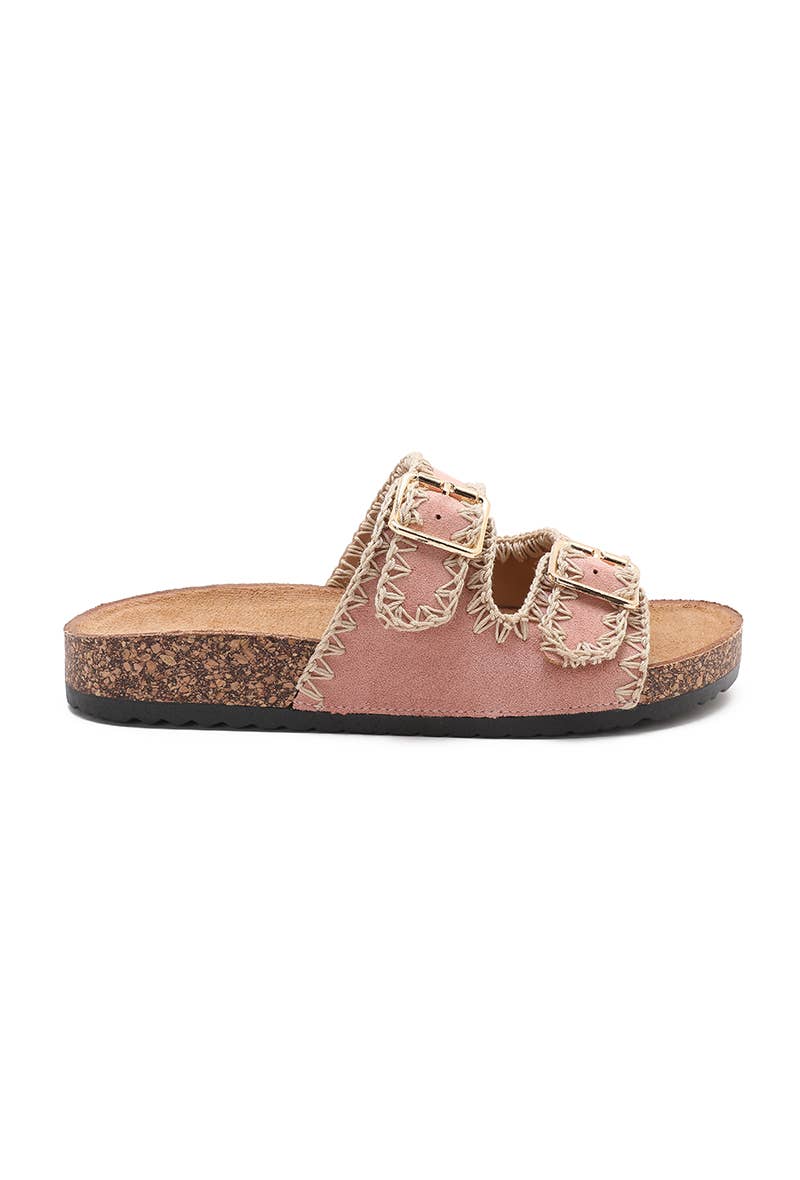 Sandalia Joia Paris Tira Doble Bordada — Rosa palo