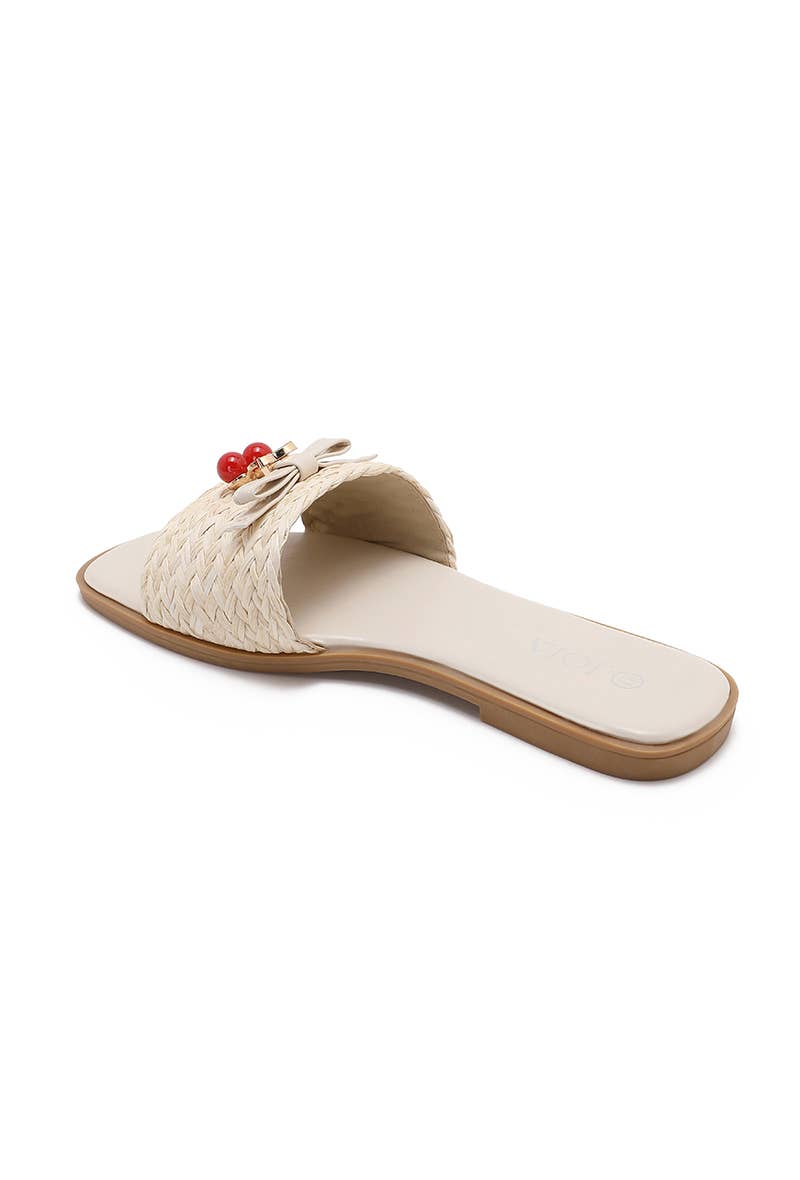 Mule Joia Paris Trenzada Joya Cereza — Beige
