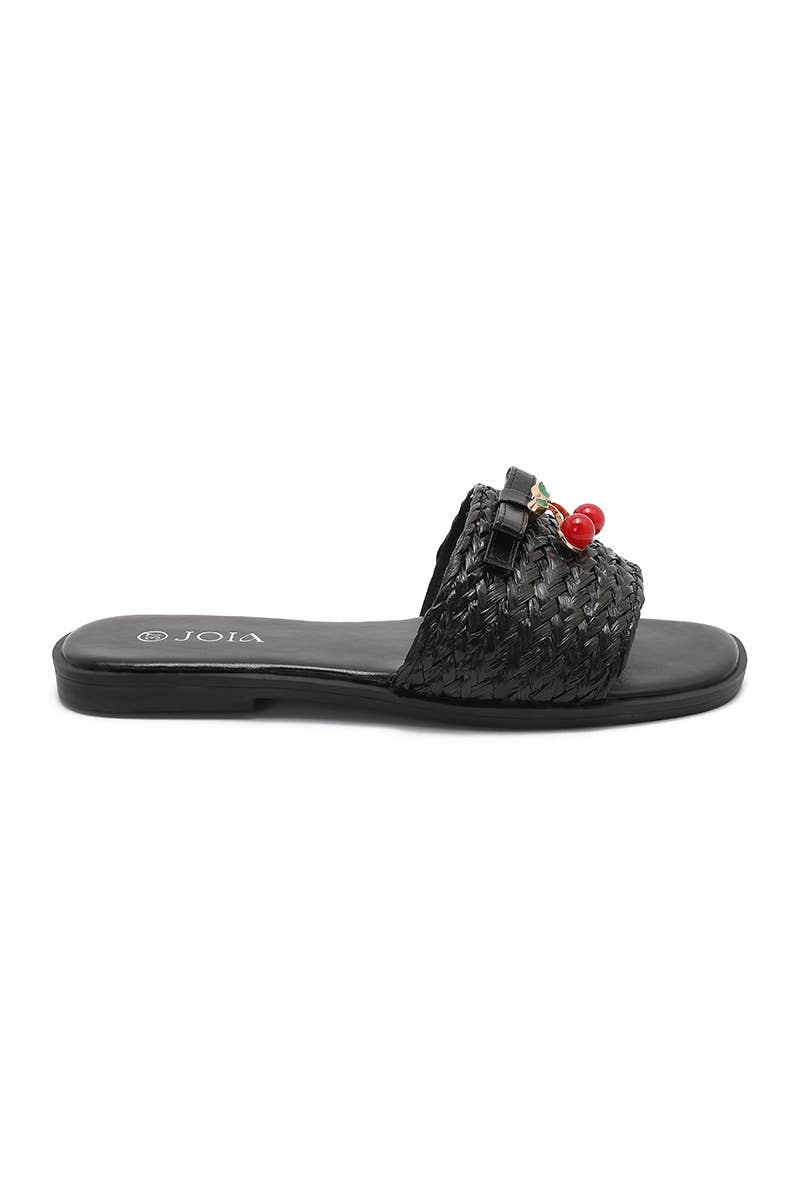 Mule Joia Paris Trenzada Joya Cereza — Negro