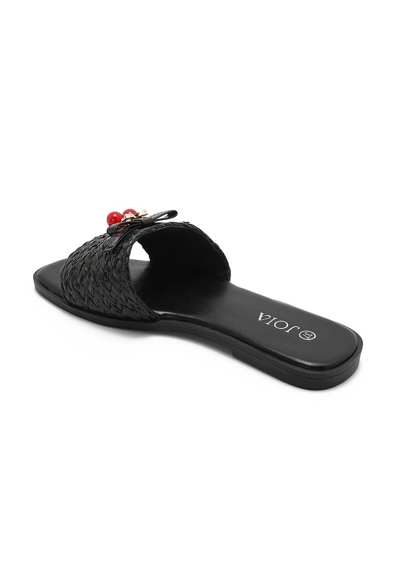 Mule Joia Paris Trenzada Joya Cereza — Negro