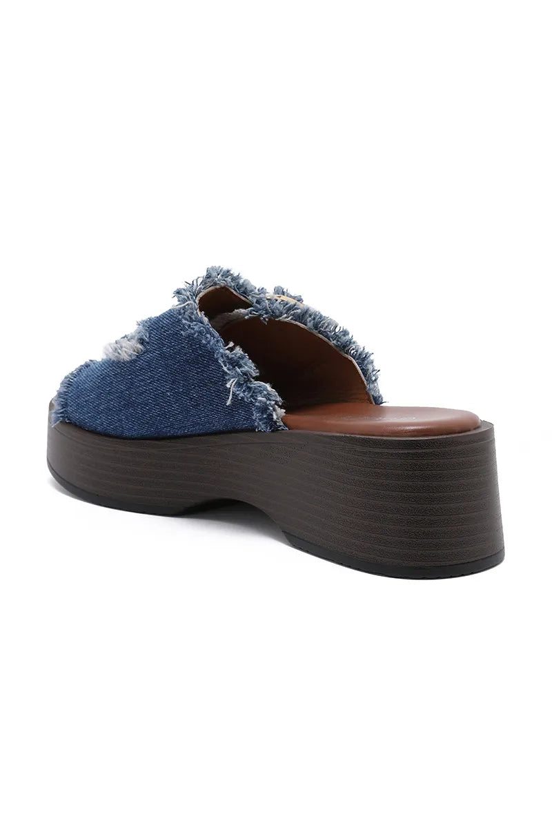 Sandalia Joia Shoes · Plataforma Denim con Hebillas