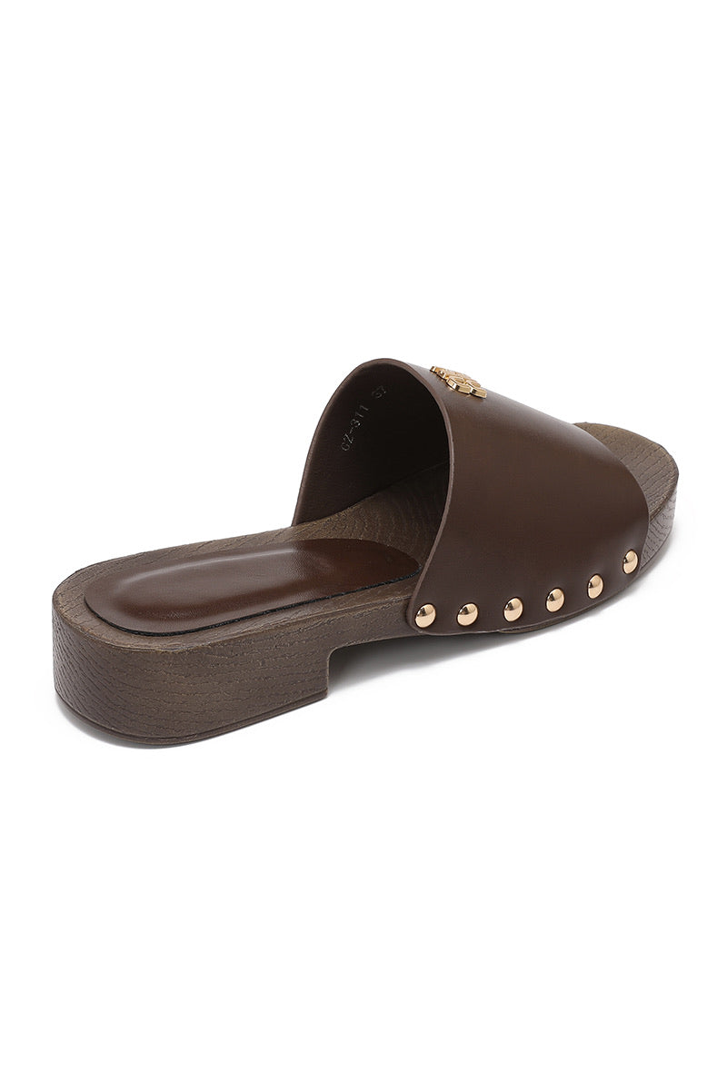 Sandalia Joia Shoes GZ-311 Plataforma con Tachuelas — Marrón
