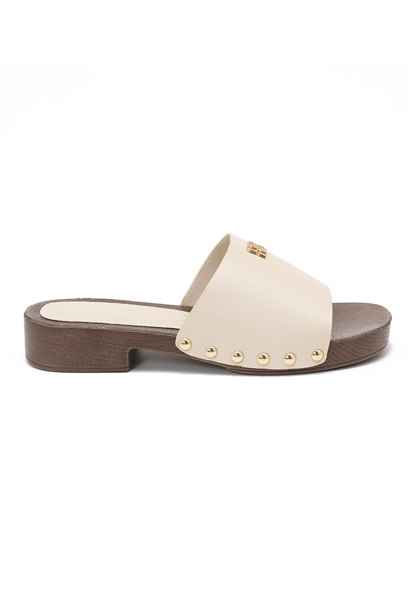 Sandalia Joia Shoes GZ-311 Plataforma con Tachuelas — Beige