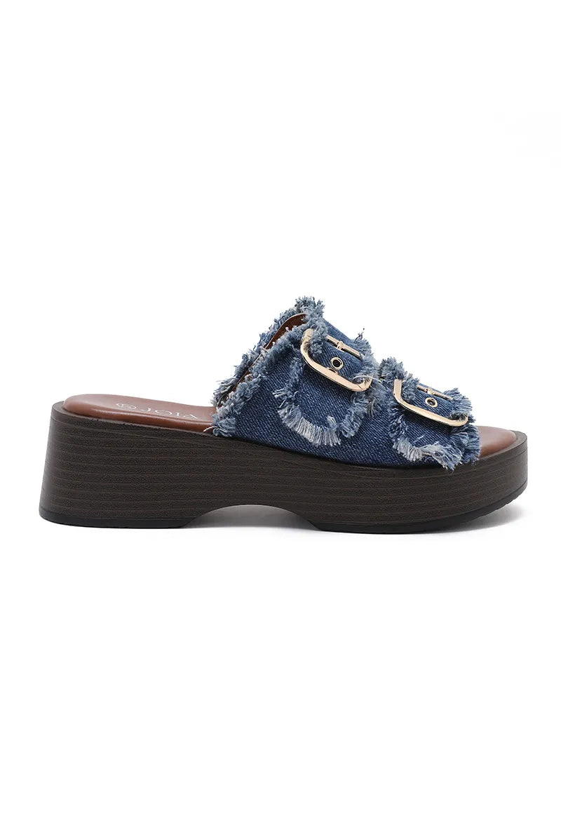 Sandalia Joia Shoes · Plataforma Denim con Hebillas