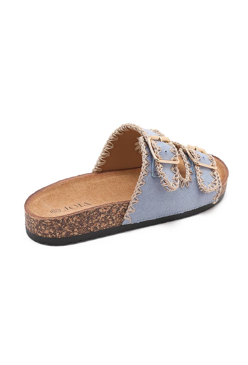 Sandalia Joia Paris Tira Doble Bordada — Azul denim