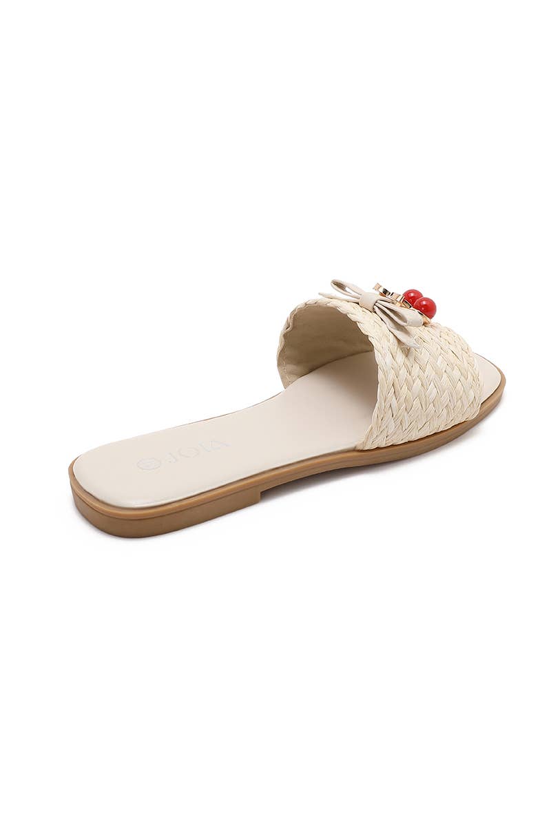 Mule Joia Paris Trenzada Joya Cereza — Beige