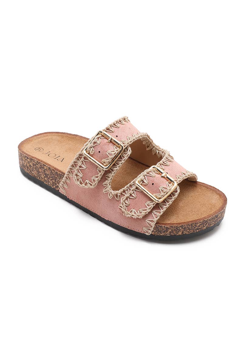 Sandalia Joia Paris Tira Doble Bordada — Rosa palo