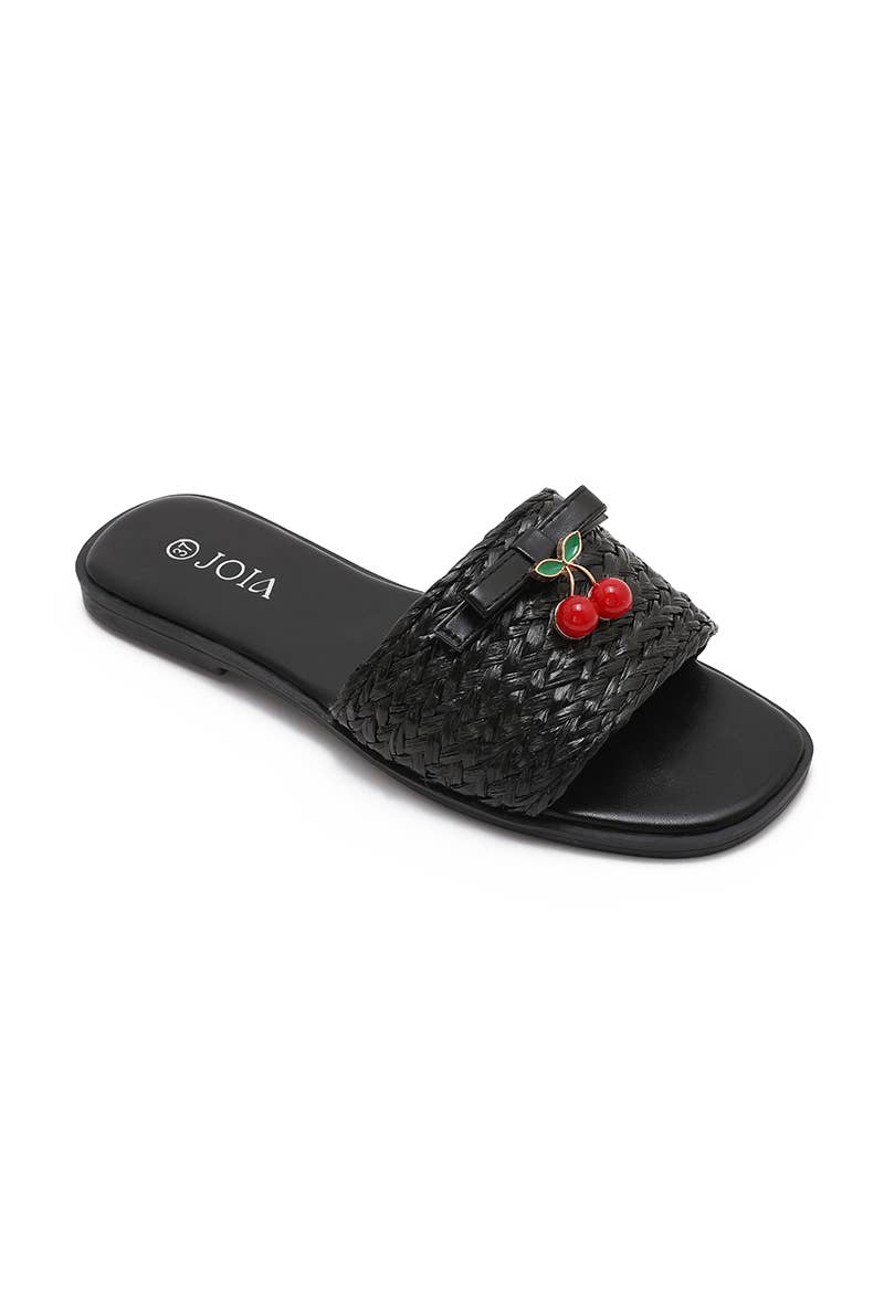 Mule Joia Paris Trenzada Joya Cereza — Negro