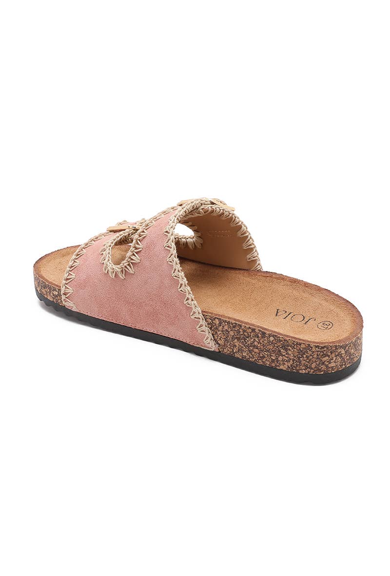 Sandalia Joia Paris Tira Doble Bordada — Rosa palo