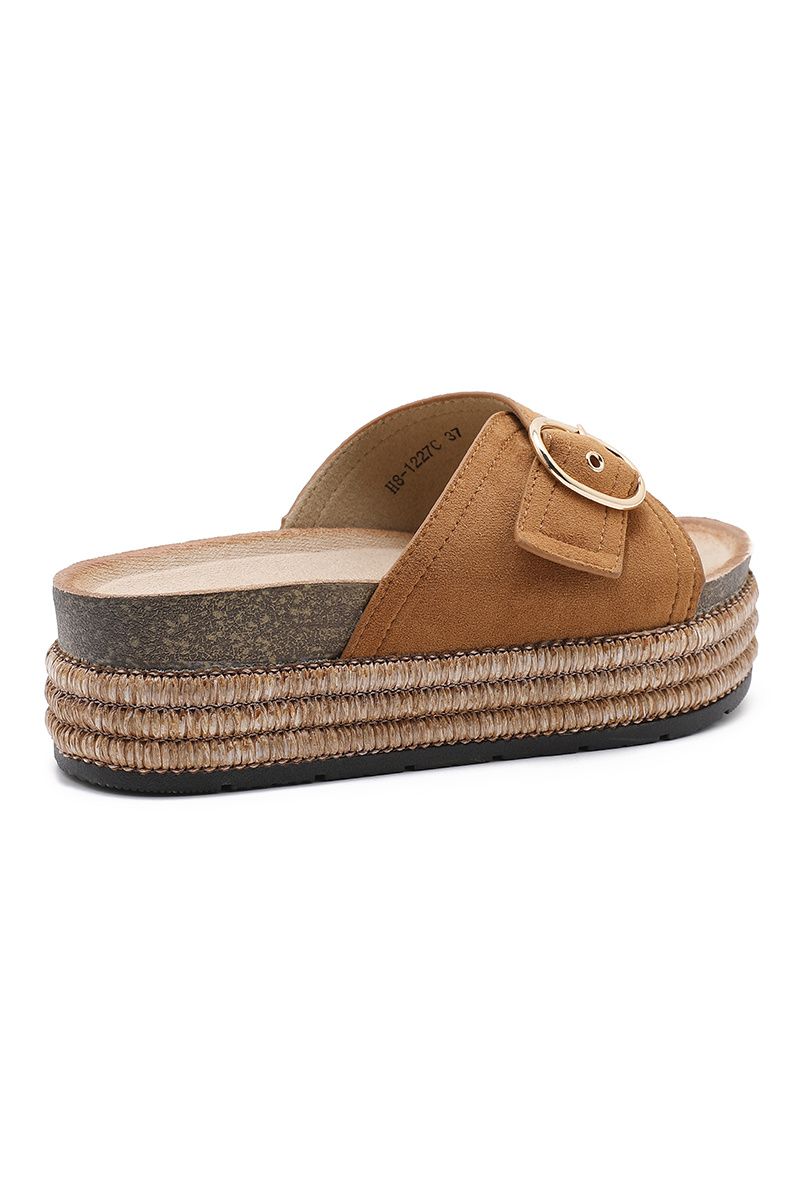 Sandalia Joia Shoes Cuña H8-1227C — Camel