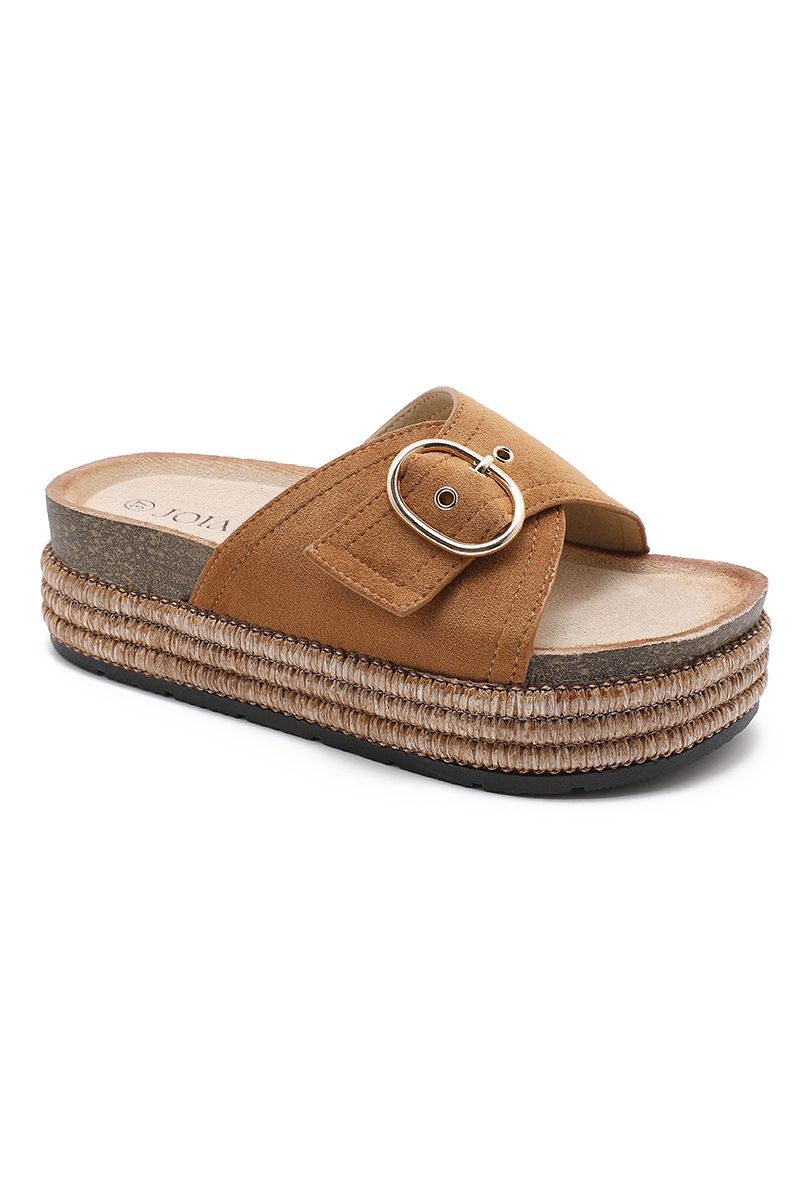 Sandalia Joia Shoes Cuña H8-1227C — Camel