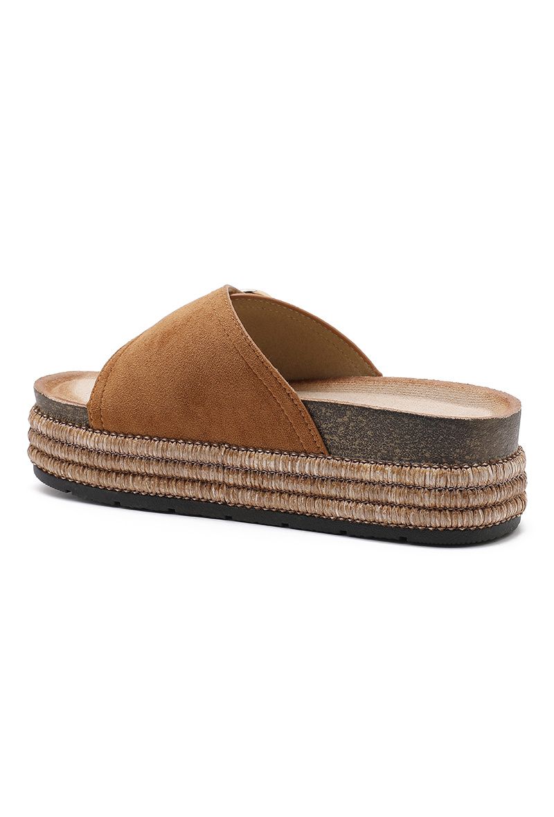 Sandalia Joia Shoes Cuña H8-1227C — Camel