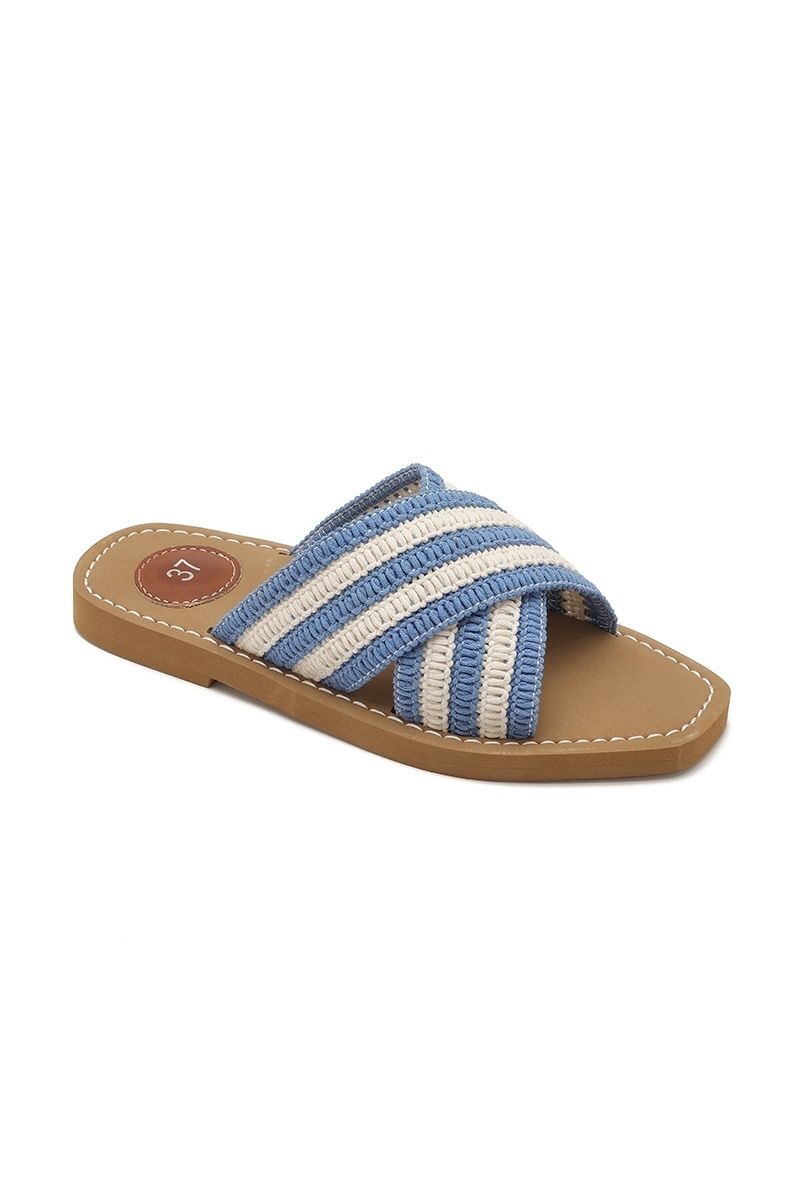 Sandalia Joia Shoes Trenzado — Azul rayas