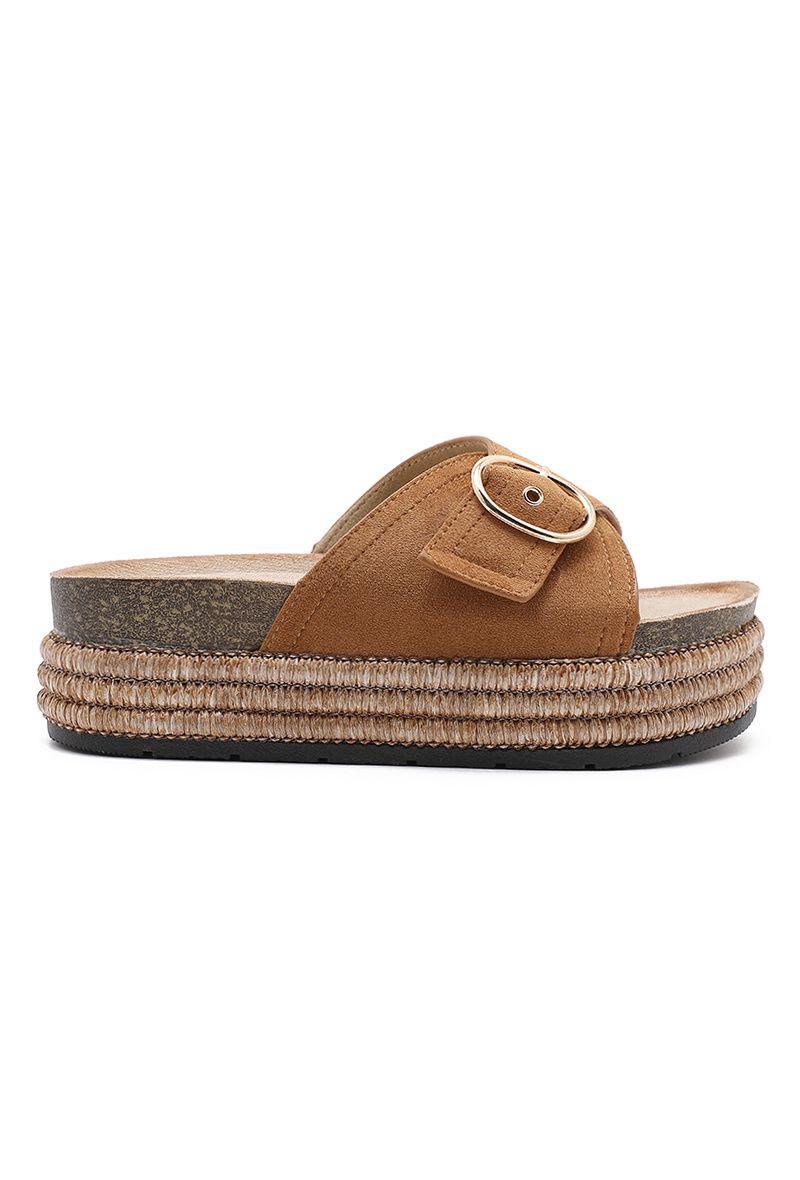 Sandalia Joia Shoes Cuña H8-1227C — Camel