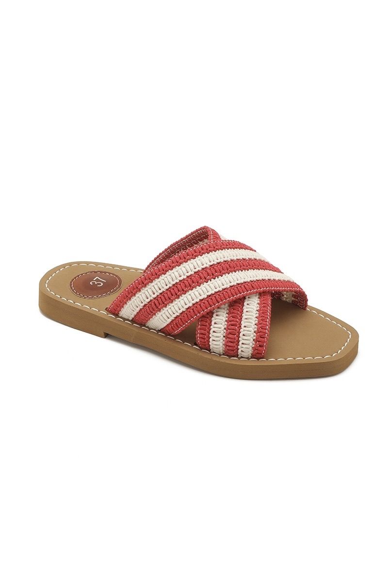 Sandalia Joia Shoes Trenzado — Rojo rayas