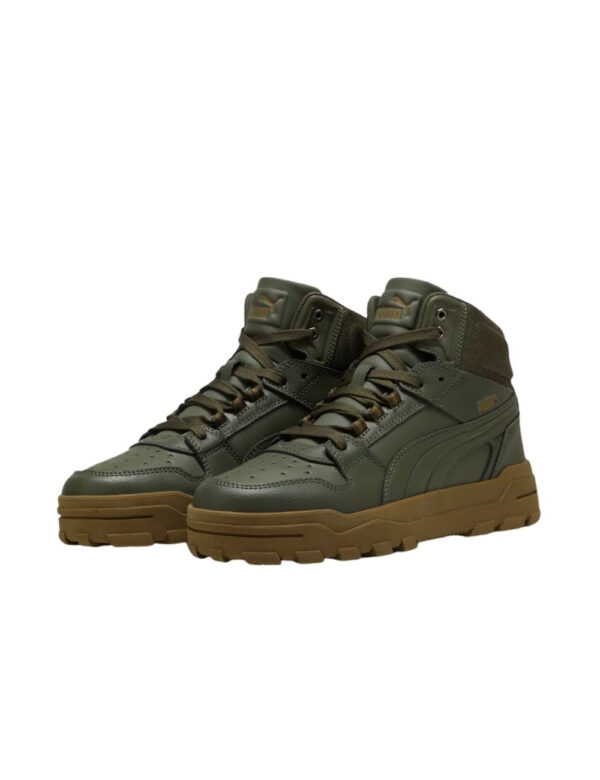 Botines Deportivos PUMA Rebound Abrupt para Hombre en Verde Militar – Estilo Retro y Comodidad